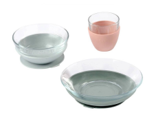 Beaba Skleněný jídelní set s přísavkami Eucalyptus