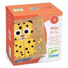 Djeco Drevené puzzle kocky Kamaráti z divočiny