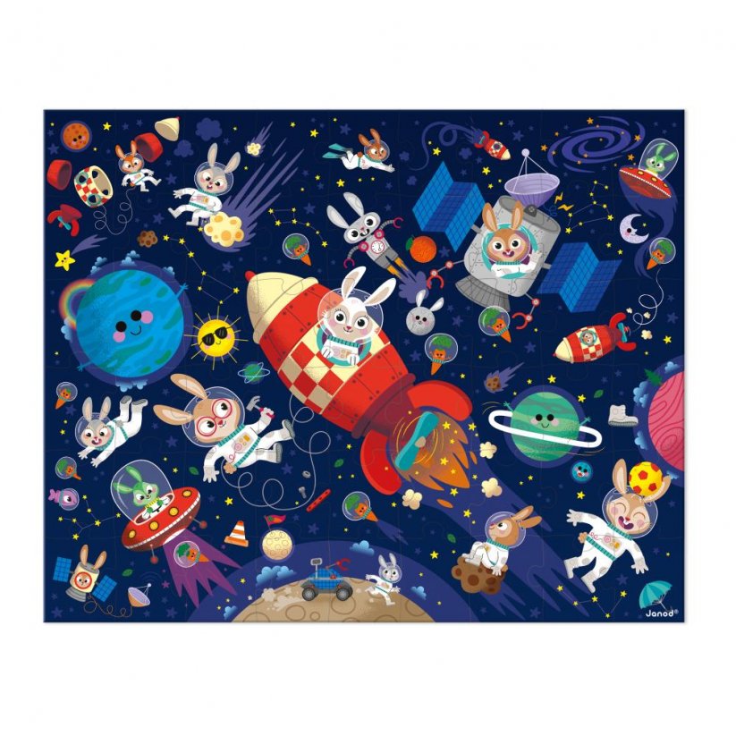 Janod Puzzle v kufříku Raketa ve vesmíru 54 ks