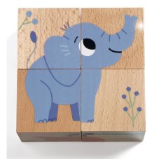 Djeco Drevené puzzle kocky Kamaráti z divočiny