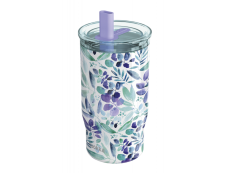 Quokka Nerezový termohrnček so slamkou Mist Violet Blooms 720 ml