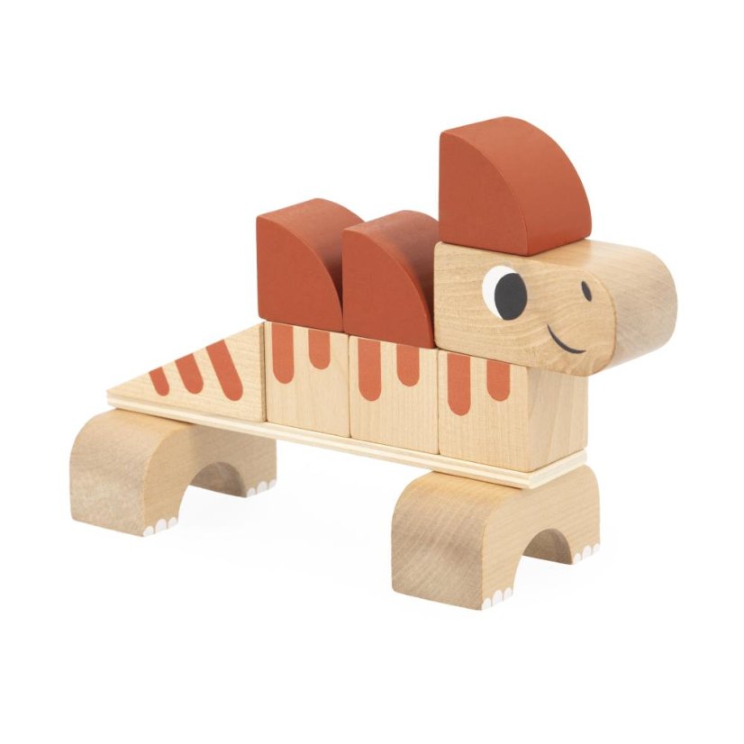 Janod Leseni bloki in gradbeni set Cubikosaurus Dino od 2 let