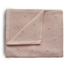 Mushie pletená dětská deka z organické bavlny (děrovaná Blush)