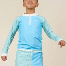 KiETLA ICONIK plavky s UV ochranou - tričko s dlhým rukávom - Blue Stripes (2-4 roky)