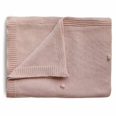 Mushie pletená dětská deka z organické bavlny (tečkovaná Blush)