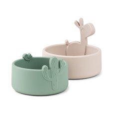 Set 2 ks silikónových misiek Lalee - piesková/zelená