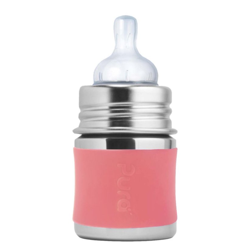 Pura nerezová dojčenská fľaša 150ml (ružová)