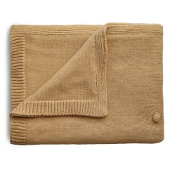 Mushie pletená dětská deka z organické bavlny (tečkovaná Mustard)
