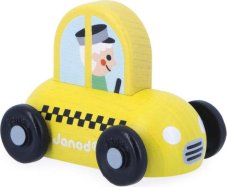 Janod Cross roads Drevené auto na tlačenie Taxi žlté