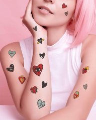 TATTonMe Vodeodolné dočasné tetovačky Srdce mix