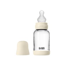 Skleněná antikoliková láhev BIBS se silikonovou savičkou 120 ml (slonová kost)