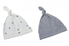 Detské čiapky - sada dvoch kusov pastelová šedá / šedé tečky