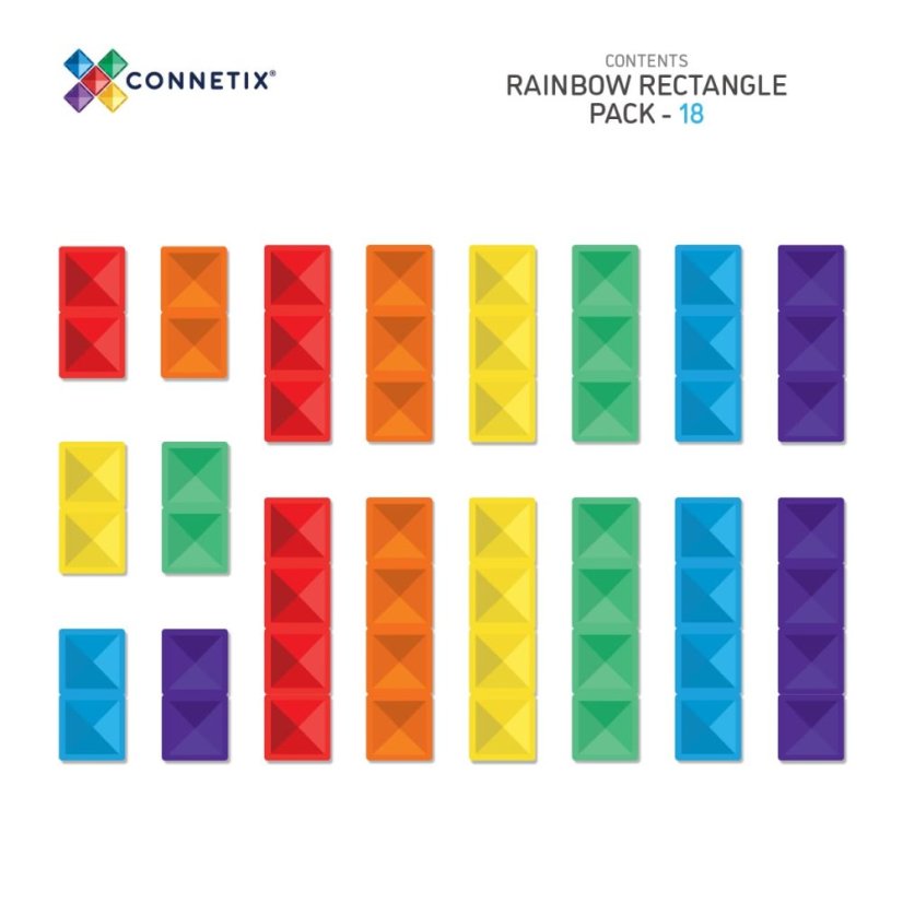 Connetix Magnetická stavebnica Rainbow Rectangle Pack 18 ks