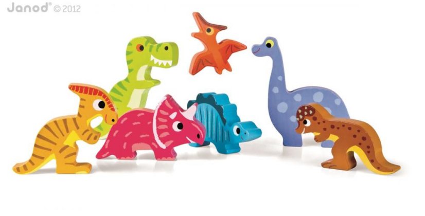 Janod Dřevěné vkládací puzzle pro nejmenší Dinosaurus Chunky