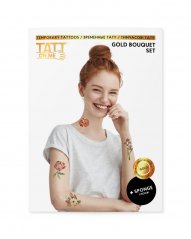 TATTonMe Metalické tetovačky pro ženy Kytice sada Gold
