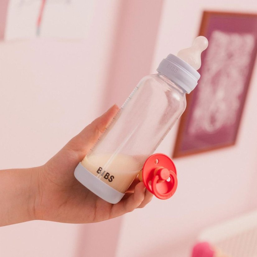 BIBS antikoliková sklenená fľaša so silikónovým cumlíkom 240ml (Sage)
