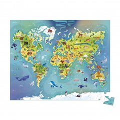 Janod Puzzle Zemljevid sveta v kovčku 100 kosov