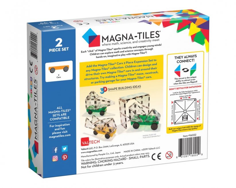 Magna-Tiles Magnetická stavebnice Cars 2 dílná Green/yellow