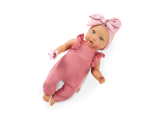 LullaBaby Bábika 35 cm v overale s čelenkou Lila