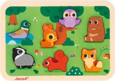 Janod Drevené vkladacie puzzle pre najmenších Lesné zvieratá Chunky