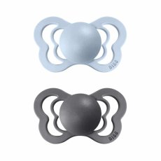 BIBS Couture anatomické cumlíky z prírodného kaučuku 2ks - veľkosť 2 (Iron / Baby Blue)