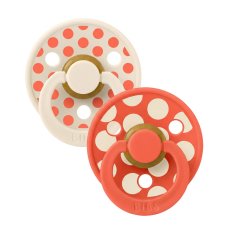 BIBS STUDIO Colour Polka cumlíky z prírodného kaučuku 2ks - veľkosť 1 (Ivory / Tango)