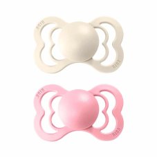 BIBS Supreme symetrické dudlíky ze silikonu 2ks - velikost 2 (Ivory / Baby Pink)