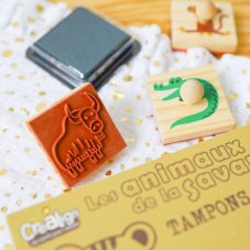 Créa Lign Dřevěná razítka s úchyty Savana 9 ks