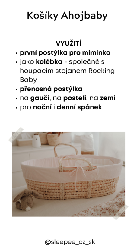 Ahojbaby Mojžíšův košík pro miminko Corn Natural + oboustranná matrace Airdream