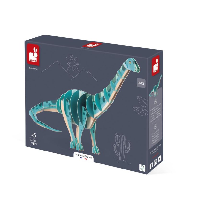 Janod Lesena 3D sestavljanka Dinosaurus Diplodocus Dino 42 kosov