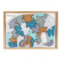 KINDSGUT Drevené puzzle s číslami Slon