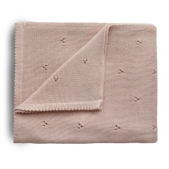 Mushie pletená detská deka z organickej bavlny (dierkovaná Blush)