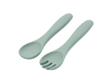 KikkaBoo Príbor 2-dielny Platinum Silicone Sage