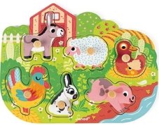 Janod Vkladacie puzzle s úchytkou Farma