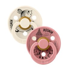 BIBS x Moomin Colour cumlíky z prírodného kaučuku 2ks - veľkosť 2 (Little My Ivory / Dusty Pink)