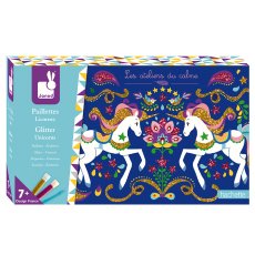 Janod Unicorn barvni pesek z bleščicami Atelier Set Midi 7+