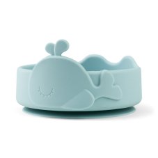 Silicone Stick&Stay miska & baby lžička Wally - modrá