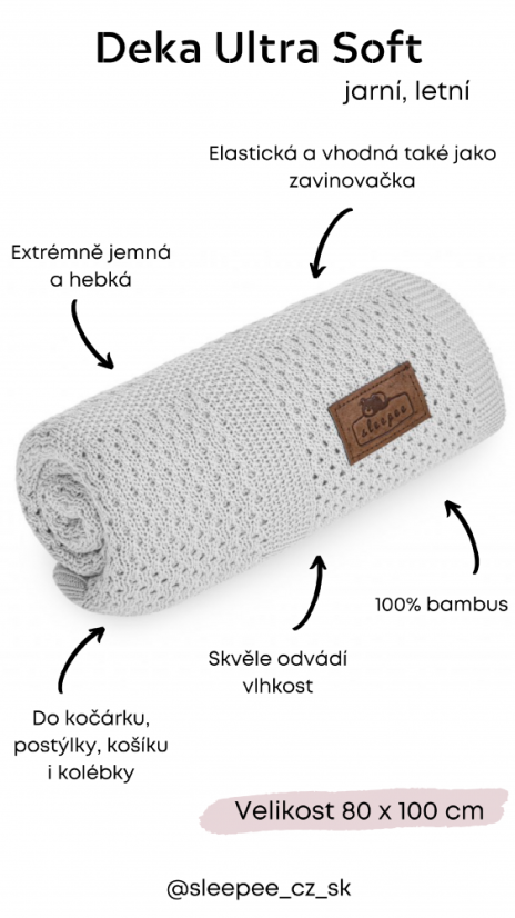 Bambusová deka Sleepee Ultra Soft Bamboo Blanket tmavo šedá