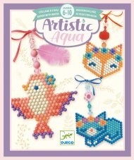 DJECO Artistic Aqua-Korálkování: Zvířátka, 3 přívěsky, ukládání kuliček-mozaika/koláž