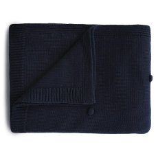 Mushie pletená detská deka z organickej bavlny (bodkovaná Dark Navy)