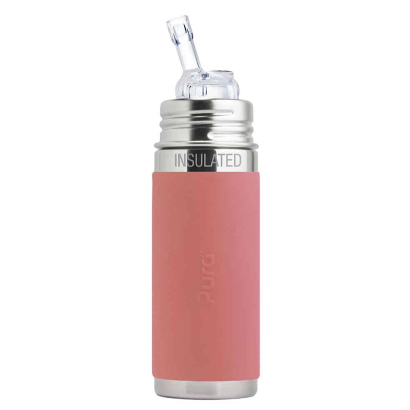 Pura TERMO fľaša so slamkou 260ml (ružovo-biela)