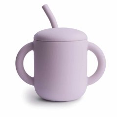 Mushie silikonový pohárek s brčkem (Soft Lilac)