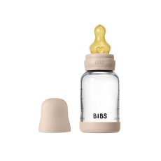 Skleněná antikolická láhev BIBS s gumovou savičkou 120 ml (Blush)