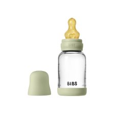 BIBS antikoliková sklenená fľaša s kaučukovým cumlíkom 120ml (Baby Blue)