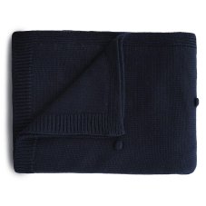 Mushie pletená detská deka z organickej bavlny (bodkovaná Dark Navy)