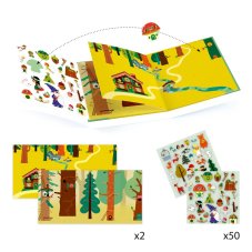 DJECO Magický les: příběhy ze samolepek odnímatelných v mapce (2 scény 50+ ks)
