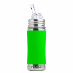 Pura nerezová fľaša so slamkou 325ml (zelená)