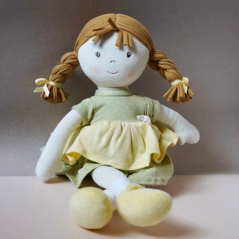 Bonikka All Natural látková bábika v darčekovom balení (Neva modré šaty)