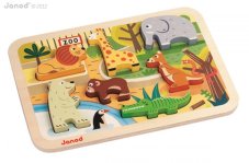 Janod Drevené vkladacie puzzle pre najmenších ZOO Chunky