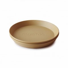 Mushie kulatý talíř 2 ks (Mustard)